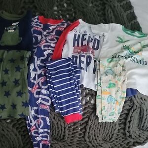 5T Kids Pajama Sets (x4) with Fun Prints, Complete Tops And Bottoms, Gently Used